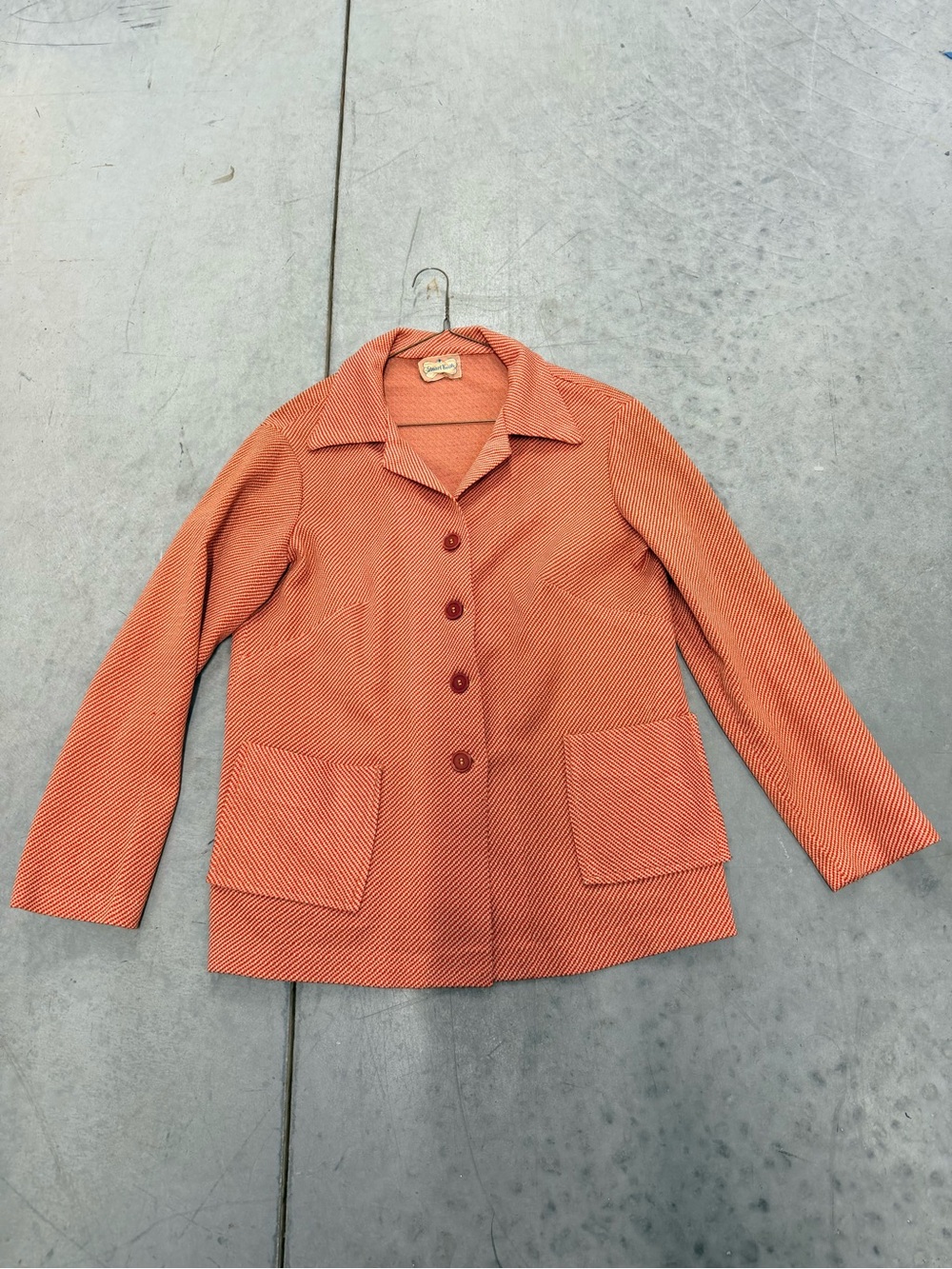 Women's Orange Button-Front Blazer Jacket Dagger Collar
